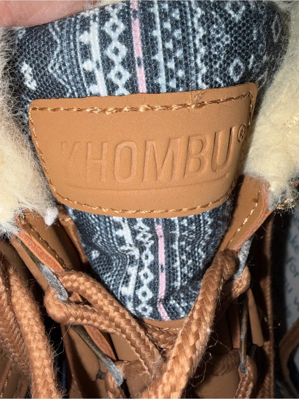 Khombu Tan Lace-Up Winter Boot with Patterned Tongue